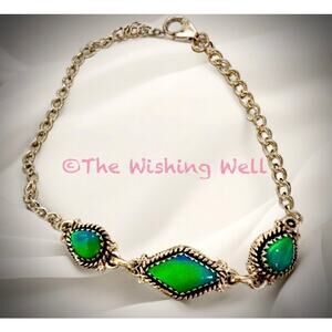 Aurora Opal Sterling Silver 925 Adjustable Bracelet 7”